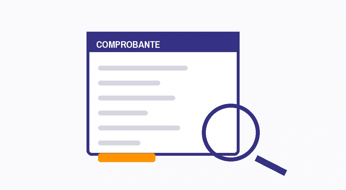 Comprobante de pago revisado con lupa